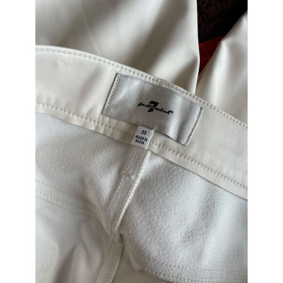 7 for All Mankind Cream High Waist Slim Kick Flare Faux Leather Pant sz 33 NWOT - Picture 7 of 10